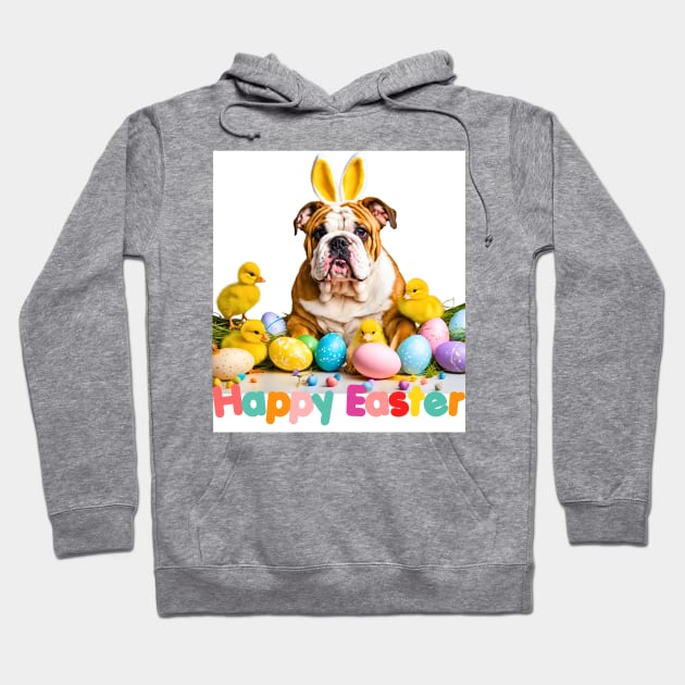 Happy Easter English Bulldog Bunny Hoodie by Doodle and Things